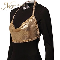 sleeveless metallic halter top